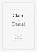 Ivory Line minimalist wedding invitation card with classic serif names