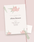 Petal bridal shower invitation styled flat-lay with blush garden florals