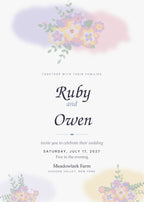 Wildflower Wash wedding invitation card for Ruby and Owen with watercolor wildflowers